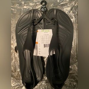 NWT Black Crocs Sexi Flip Sandals